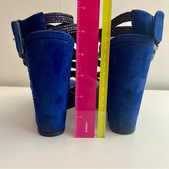 Stuart Weitzman Blue Suede Espadrille Wedges Size 8.5 - Picture 11 of 14